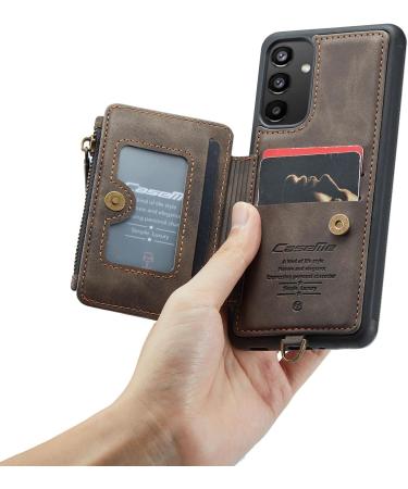 Buy Soonic Leather Cover for Samsung Galaxy A34 5G - Magnetic Zippered Protective Wallet Case with Coin Compartment (Brown) - Buy Online on GoSupps.com