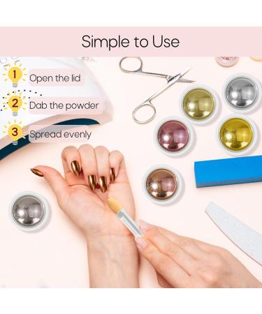  Ysimple Ysimple 6 Colors Glitter Chrome Nail Powder Super Mirror Effect Nail Powder Metallic Fine Chrome Nail Powder with 6 - Buy Online on GoSupps.com