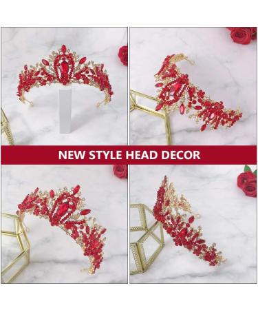FRCOLOR Red Tiara Crown Crystal Silver Headband Diamond Bridal Headdress Wedding Prom Crown Hair Accessories for Women Girl Birthday Wedding Christmas Party Favor Ornaments - Buy Online on GoSupps.com