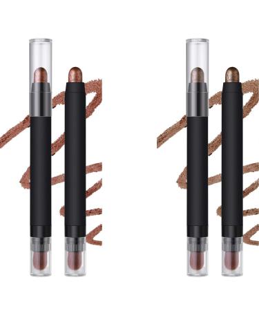 Double-ended highlight stick, eye shadow sticks with brush, shiny highlighting stick for eyes, Long Lasting & Waterproof Shimmer Eyeshadow Stick Set for Eyes (07+08)