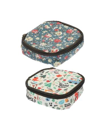 Minkissy 2st storage bag for women's bandages women menstruation bag wallpaper wall holder for breastfeeding inserts mini cosmetics pocket card bag Miss little fresh cotton laminated