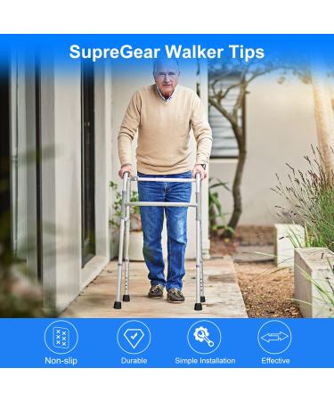 Supregear Walker Tips 4 Pcs - Universal Walker Commode Replacement Tips - 25mm Shaft - 2 Pairs Black - Buy Online on GoSupps.com