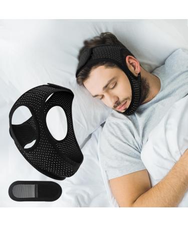 Anti Snoring Devices - Simple and Effective Stop Snoring Solution Adjustable Breathable Chin Strap for Sleeping for Men and Women Comfortable Sleep Apnea Devices Chin Strap Black 58CM