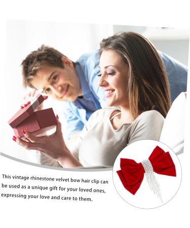 Beaupretty Crystal Decor hairpin bowknot headwear hair bows big hair bow barrette red hair for women Crystal Hair Bow Barrettes hair bow tie French rhinestones clip Wedding Hair Accessories - Buy Online on GoSupps.com