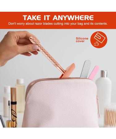 Double Edge Safety Razor for Women | Eco-Friendly Reusable Metal Razor with Silicone Cover & 10 Blades - Perfect for Travel (Rose Gold - Buy Online on GoSupps.com