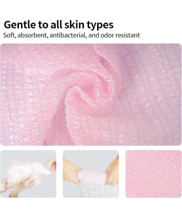 Exfoliating Luffah Towel - Japanese Body Wash Scrubber Fast Dry Rip-Resistant All Skin Types - Pink - Buy Online on GoSupps.com