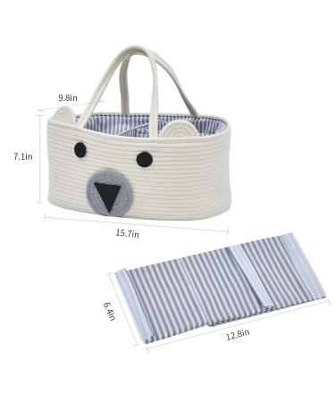 InfiBay Baby Diaper Caddy Organizer with Removable Dividers - Cute Bear Basket - Portable Nursery Storage Basket - White - Buy Online on GoSupps.com