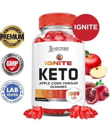 Ignite Keto ACV Gummies 1000MG - Vegan Apple Cider Vinegar with Pomegranate & Beet Juice - Non-GMO 60 Count | Advanced Keto Weight Loss - Buy Online on GoSupps.com