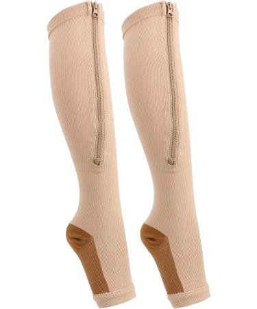 FOTABPYTI Compression Stockings - Comfortable Elastic L/XL Zipper Socks in Skin Color with Copper Bottom for Optimal Support - Buy Online on GoSupps.com