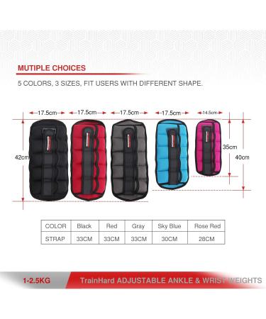 Trainhard Adjustable Weight Cuffs - 1 kg & 2.5 kg for Hands & Ankles | 5 Separable Weight Bags | Joint 2 Set | Running Weights in 4 Variants & 5 Colors - 1.5 kg Blue - Buy Online on GoSupps.com