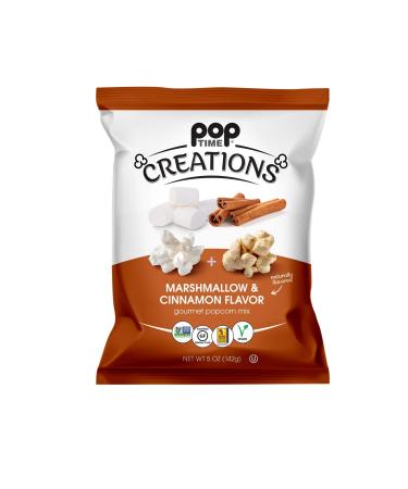 Poptime Creations Popcorn - Marshmallow & Cinnamon, 5oz Bags (6 Pack), 2 Flavors in 1 Bag, Vegan, Kosher, Non-GMO, Gluten Free
