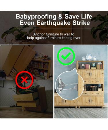 10 Pcs Furniture Anchors(2022 Upgraded)  Baby Proofing  Anti-Tip Metal Baby Furniture Straps  Baby Safety Wall Anchor  for Cabinet  Wardrobe  Drawers  Dresser  Bookshelf(400lbs Tension) - Buy Online on GoSupps.com