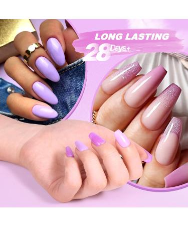 Dip Powder Nail Kit Starter - 4 Edgy Purple Dipping Powders & Liquid Set | Base Activator Top Coat | DIY Nail Art at Home - Purple Series - Buy Online on GoSupps.com