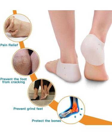 2 Pairs Gel Heel Socks - Silicone Heel Pads for Plantar Fasciitis & Pain Relief Comfort for Crack Heels & Painful Feet - Buy Online on GoSupps.com