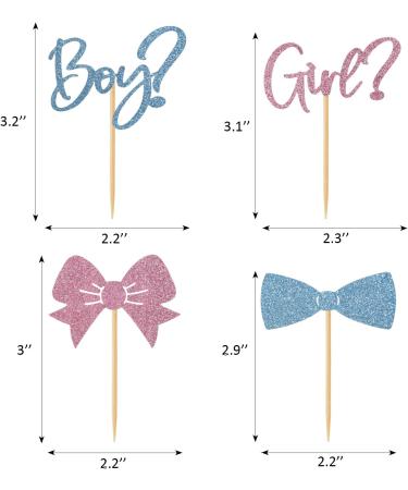 36 PCS Boy or Girl Cupcake Toppers Bow Tie Cupcake Picks Glitter Pink and Blue Cake Topper for Gender Reveal Baby Shower Kids Birthday Party Decorations Supplies - Buy Online on GoSupps.com