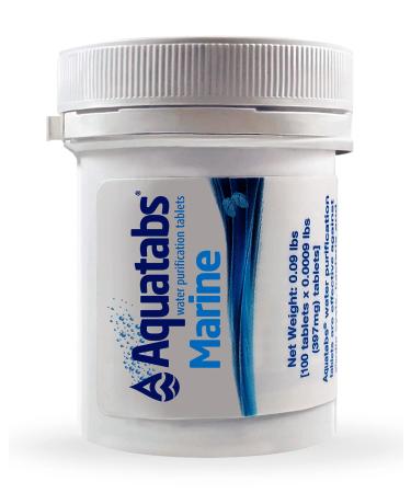 Aquatabs Marine Water Purification Tablets for Drinking - 397mg 100 Count Tub - Portable Water Purifier Tablets. Water Purification System Used to Maintain Freshwater Systems on Marine Vessels.