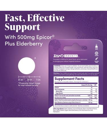 Zand Immune Fast Elderberry Chewable Tablets - 15 Count for Immune Support - Buy Online on GoSupps.com