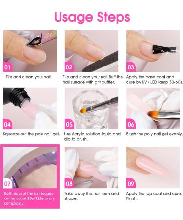 ROSALIND Poligel for Nail Extension 60 ml x 2 Transparent & Soft Pink UV LED Quick Construction Poly Nail Gel for Beginners  - Buy Online on GoSupps.com