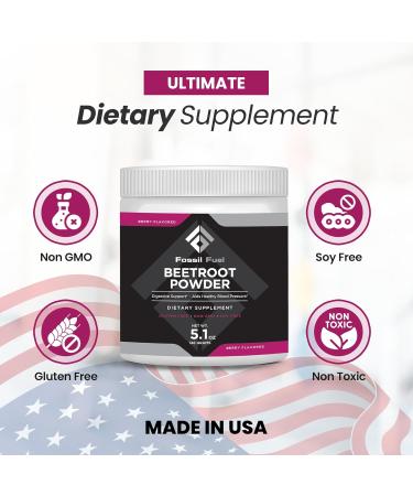 Fossil Fuel Organic Beet Root Powder Supports Nitric Oxide Circulation Energy Heart Health - Beetroot Premium Superfood Beets Powder Dietary Nitrates Non-GMO Vegan-Friendly Berry (20 Servings) - Buy Online on GoSupps.com