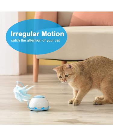 Tyasoleil Automatic Motion Cat Toy - Interactive Motorized Wand with Feathers | USB Charging, 4 Modes | Electronic Exercise Toy for Indoor Cats - Blue - Buy Online on GoSupps.com