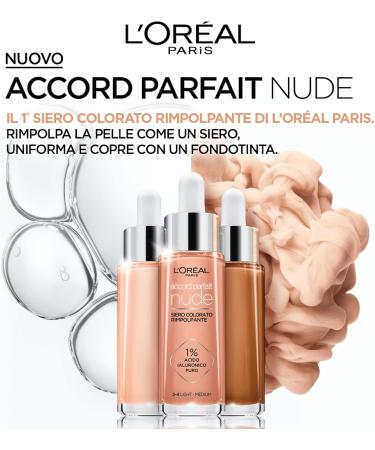 L'Oreal Paris L Or al Paist Acoccords Parfait Nude Colord Serum Plump Color 45 Medium formula by 1 pure purely hydrating antishift for susceptible skin2 Cosmetics - Buy Online on GoSupps.com