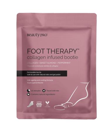 BEAUTYPRO FOOT THERAPY Foot Mask with Collagen Salicylic Acid & Argan Oil | Packed Full of Natural Ingredients | Intensely Moisturising | Bootie with Removable Toe Tip |