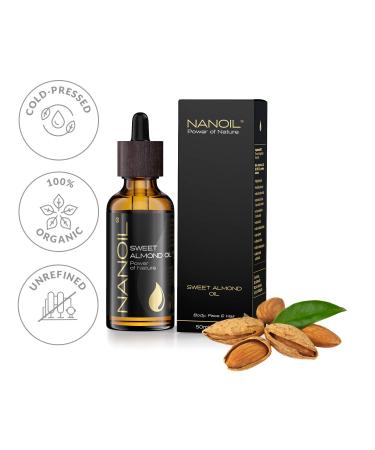 Natural Almond Oil 50ml - Pure Cold-Pressed Organic Care for Hair Body & Face - Sun Protection & Revitalization - Buy Online on GoSupps.com