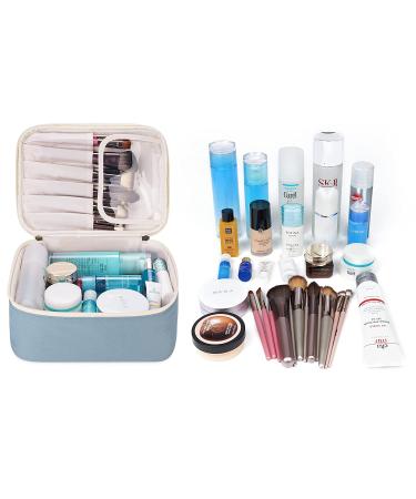 Large Travel Makeup Bag Organizer for Women and Girls - Greyish Blue - Buy Online on GoSupps.com