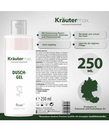  Kr utermax. Rose shower gel with rose oil Damascena also as a rose scented shampoo 1 x 250 ml - Buy Online on GoSupps.com