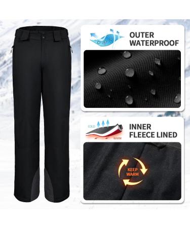 Men's Waterproof Ski Pants | Aoli Ray Outdoor Windproof Snow Pants with Braces - Ideal for Hiking & Snowboarding - Size L Black - Buy Online on GoSupps.com
