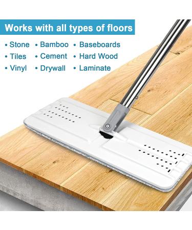 BOSHENG Hands-Free Flat Floor Mop and Bucket Set | 3 Microfiber Pads | All Floor Types | Home Cleaning System - Buy Online on GoSupps.com
