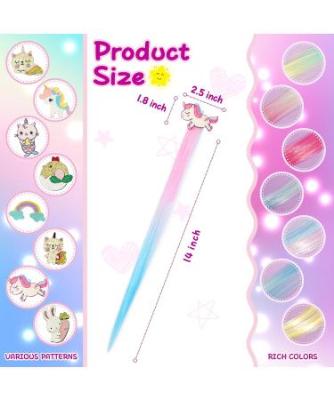 8 Pieces Hair Clips for Girls Animal Straight Rainbow Hair Extensions for Kids Little Girl Hair Clips Accessories for Girls Toddler Kids Ponytails Multicolor - Buy Online on GoSupps.com