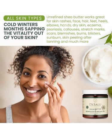 Desalu Naturals Raw African Shea Butter with Hemp Seed Oil & Argan Oil (8 oz) - Nourishing Skin Hydration - Buy Online on GoSupps.com