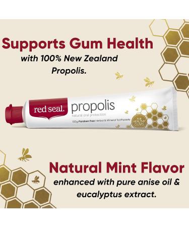 Red Seal Propolis Toothpaste with 100% NZ Bee Propolis Extract - Anise, Peppermint & Eucalyptus Oils - No Fluoride or Preservatives - 2 Pk - Buy Online on GoSupps.com