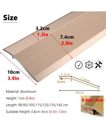 Doorway Floor Transition Strip Wide 10cm Carpet to Tile Threshold Aluminum/Metal Edge Trim Molding with Non Slip Surface Ramp Reducer Easy to Install (Color : Gray Size : Length 95cm (37.4in)) Length 95cm (37.4in) Grey - Buy Online on GoSupps.com