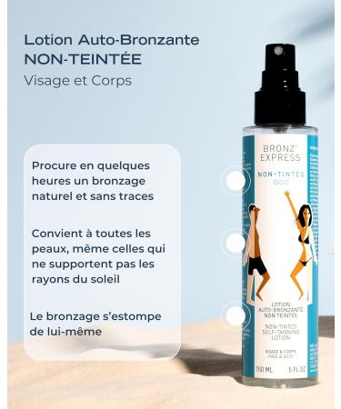 BRONZ'EXPRESS | Lotion Auto-Bronzante 150 ml | Autobronzant Visage et Corps | Sans Teinte Bronzage Naturel Progressif | Marque Iconique Familiale Fran aise Depuis 1960 | Nouveau Format Non Teint 150 ml (Lot de 1) - Buy Online on GoSupps.com