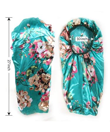 Extra Long Satin Bonnet Sleeping Cap for Long Hair, Curly Hair, Dreadlocks - Green | 1 Pack - Buy Online on GoSupps.com