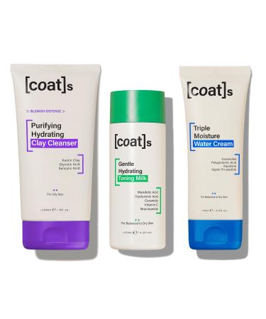 Coats Blemish Defense 3-Step Bundle Clay Cleanser Toning Milk & Water Cream Helps Prevent Breakouts & Support Skin Barrier