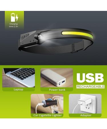 2 Pack Rechargeable LED Headlamp with Motion Sensor - Wide Beam Headlight for Adults, Repairing, Night Walking, Camping - Buy Online on GoSupps.com