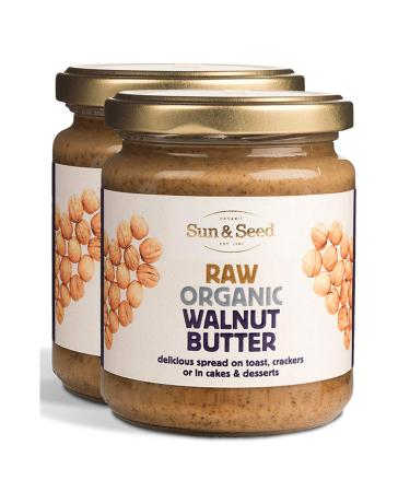 Sun & Seed - Raw Organic Nut Butter Spreads - Gluten-Free and Keto Friendly - Ultra Nutritious (250g) (Walnut Butter (2 Pack))