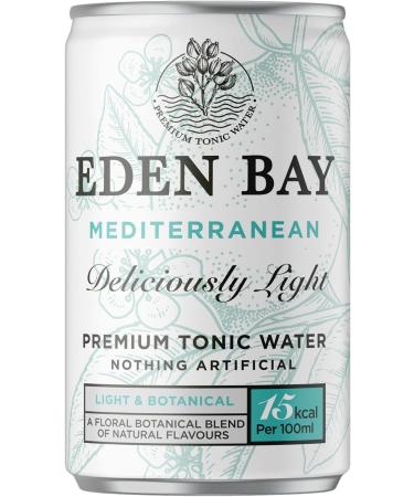 Eden Bay Premium Light Mediterranean Tonic Water - 24 x 150ml Cans - Great Taste - Low Calorie Mixer - 100% Natural Ingredients - Buy Online on GoSupps.com