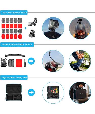 Artman Action Camera Accessories Kit for GoPro Hero 11-5 Black - 58-in-1 Bundle Set with Head Chest Strap, 360 Wrist Strap, Bike Mount, Suction Cup & Floating Grip - Buy Online on GoSupps.com