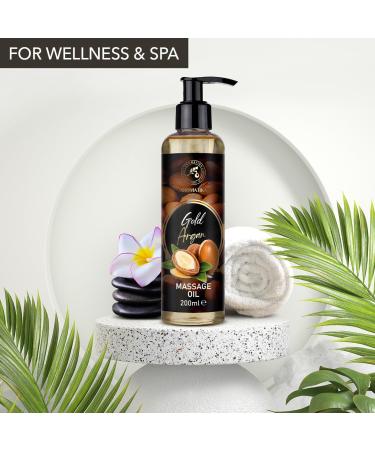 Golden Argan Massage Oil 200ml - Almond Grape Seed Peach & Jojoba Oils - Relaxation & Skin Care - Premium Cosmetic Oil - Buy Online on GoSupps.com
