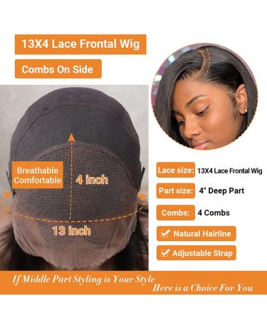 Nadula Short Straight Asymmetrical Bob Wig | 100% Unprocessed Brazilian Virgin Hair | 13x4 Lace Front | Pre Plucked with Baby Hair | 12 150% Density Lace Frontal Bob Wig - Buy Online on GoSupps.com