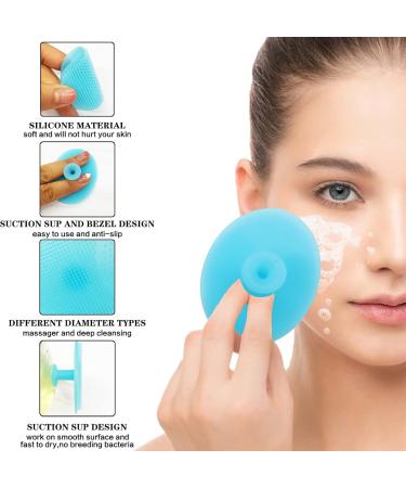 Silicone Face Scrubbers Exfoliator Cleanser Cleansing Brush Pad Men Women Value 3Pack Dry Skin Scrub Scrubby Pore Blackhead Removing Exfoliating-Unique For Girl Sister Best Friend (3 Pack Blue & Pink & Yellow) 3 Pack Mixed Color - Buy Online on GoSupps.com