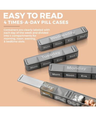 Weekly Pill Organizer - 7-Day AM/PM Pill Case with Removable Daily Compartments for Vitamins & Medications - Easy Read Labels for International Shipping - Buy Online on GoSupps.com