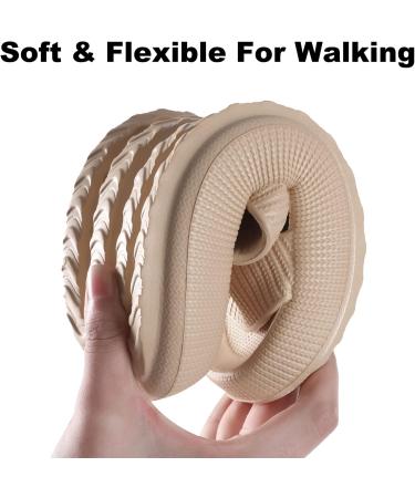 Monerffi Women's Vintage Open Toe Sandals - Lightweight Anti-Slip Beach Slippers (EU 42/43 Khaki) - Perfect for Outdoor Casual Wear - Buy Online on GoSupps.com