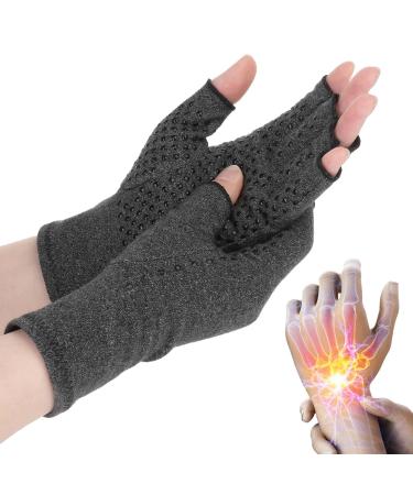 Arthritis Compression Open-Fingertip Gloves for Men and Women Keep Hands Warm Rheumatoid Tendonitis Swelling Carpal Tunnel Pain Anti-Slip Fingerless Typing Daily Work Gloves