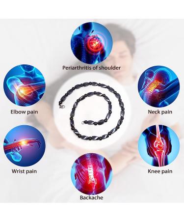 Magnetic Therapy Hematite & Black Obsidian Necklace for Natural Pain Relief - Arthritis, Back, Shoulder Pain, Headache Migraine - Healing Magnets for Men/Women - Buy Online on GoSupps.com