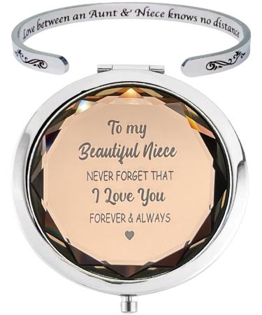 to My Niece Gifts from Aunt  Niece Bracelet from Aunt  Niece Mirror  I Love My Niece  Aunt to Niece Gifts  to My Niece Bracelet  Compact Mirror for Niece from Aunt  Gift for Niece Birthday Christmas